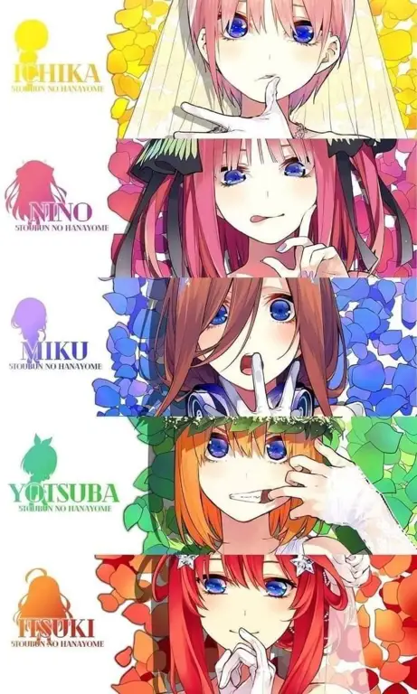 Gambar para karakter utama di 5-toubun no Hanayome