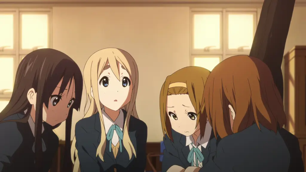 Screenshot film K-On! yang menampilkan para karakter utama