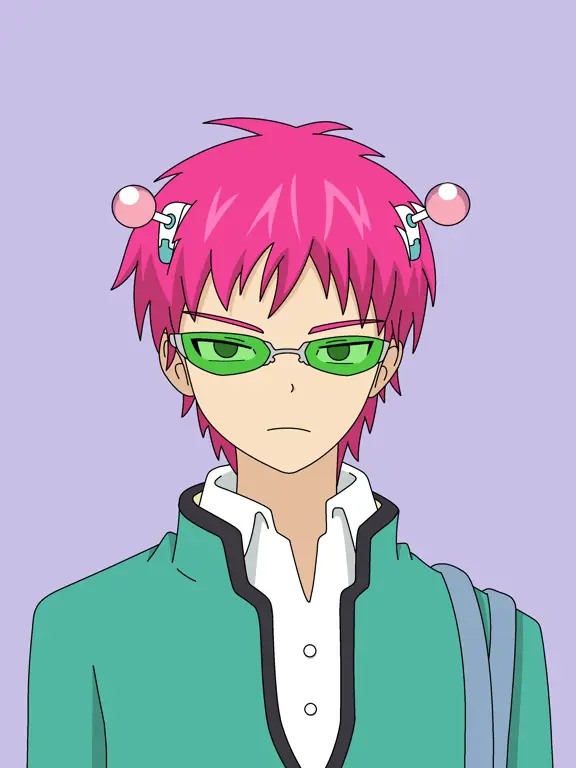 Gambar yang menampilkan karakter-karakter utama dalam anime Saiki Kusuo