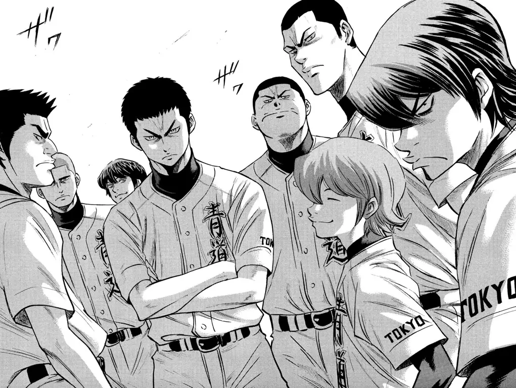 Gambar para karakter utama dalam anime Diamond no Ace