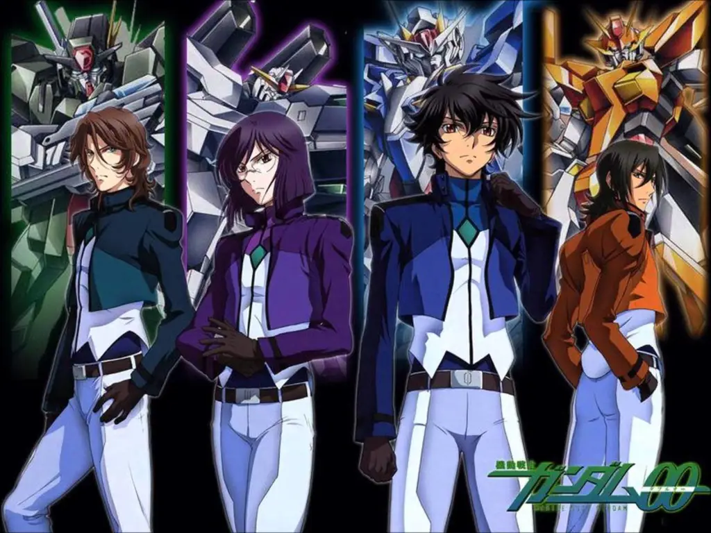 Gambar para karakter utama dalam serial Gundam 00