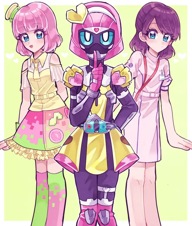 Gambar para karakter utama Kamen Rider Ex-Aid di episode 8