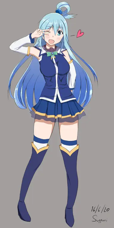 Gambar para karakter utama Konosuba