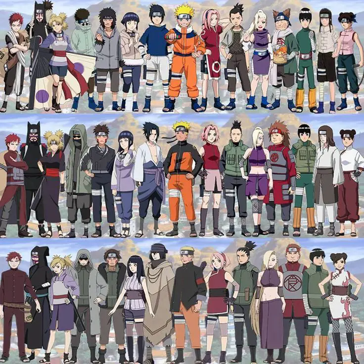 Gambar karakter-karakter utama di Naruto Shippuden