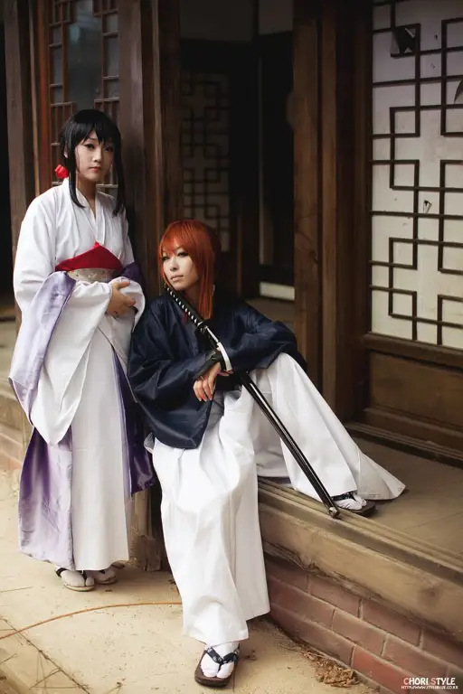 Gambar para karakter utama dalam Rurouni Kenshin