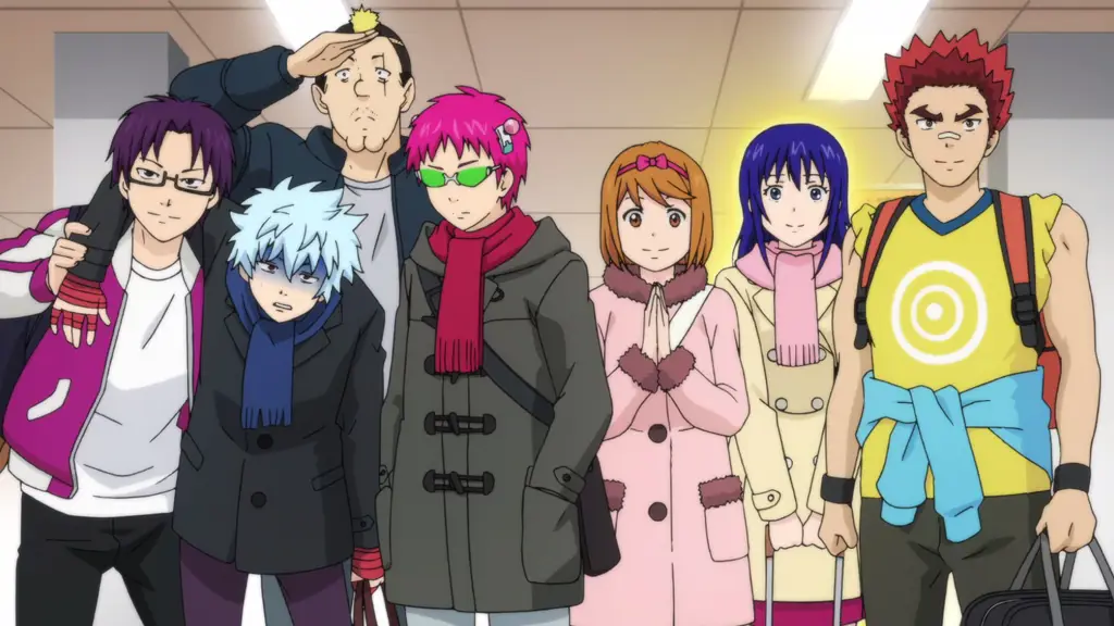 Para karakter utama Saiki Kusuo no Psi Nan Gambar Saiki Kusuo dan teman-temannya