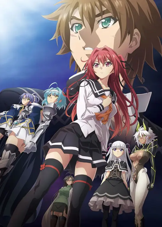 Gambar para karakter utama dalam Shinmai Maou no Testament