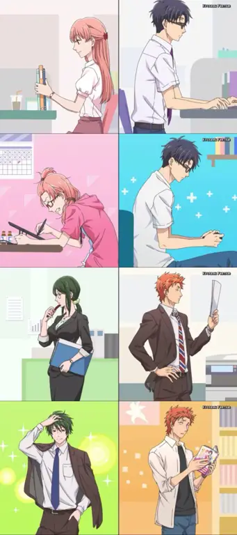 Gambar karakter utama dalam anime Wotakoi