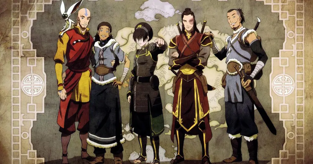 Gambar para karakter utama dalam Avatar The Last Airbender