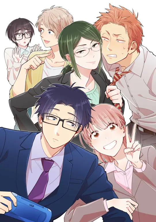 Gambar para karakter utama dalam manga Wotakoi