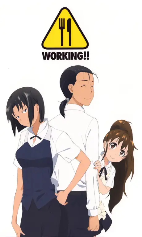 Adegan anime Working yang menunjukkan para karyawan di Wagnaria