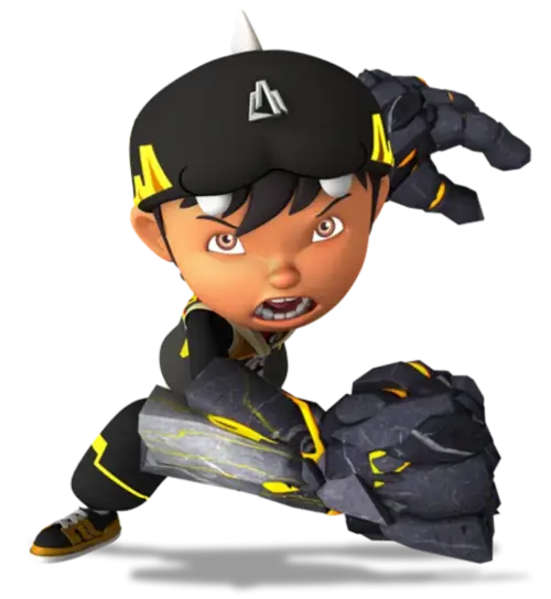 Karakter-karakter Boboiboy yang sedang beraksi.