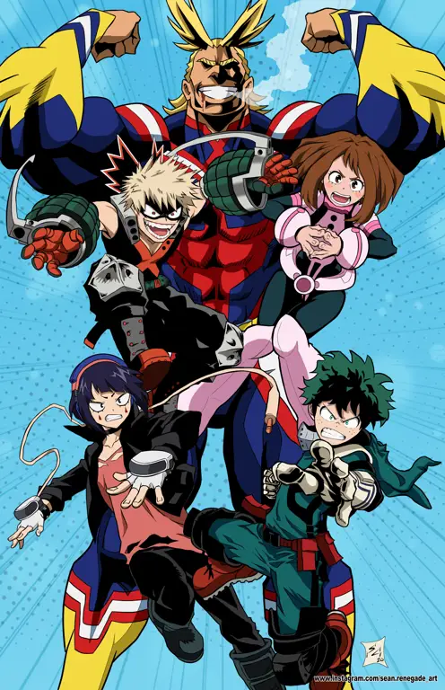 Gambar kelompok karakter utama My Hero Academia