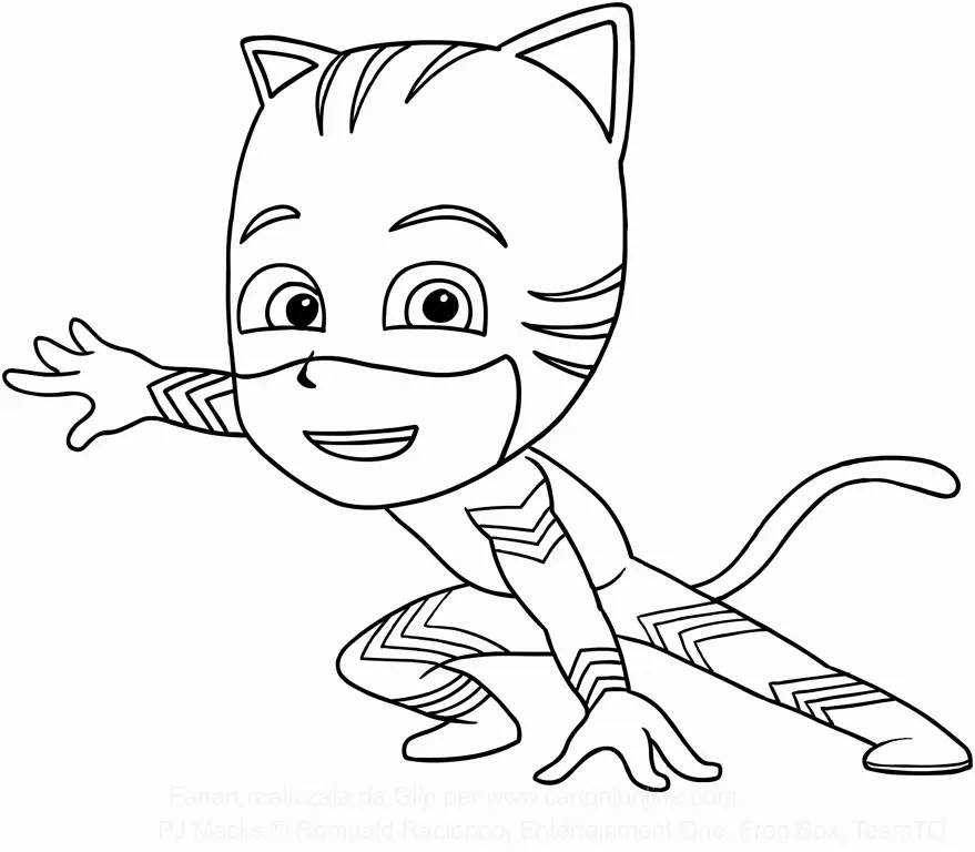 Gambar para karakter PJ Masks: Catboy, Owlette, dan Gekko