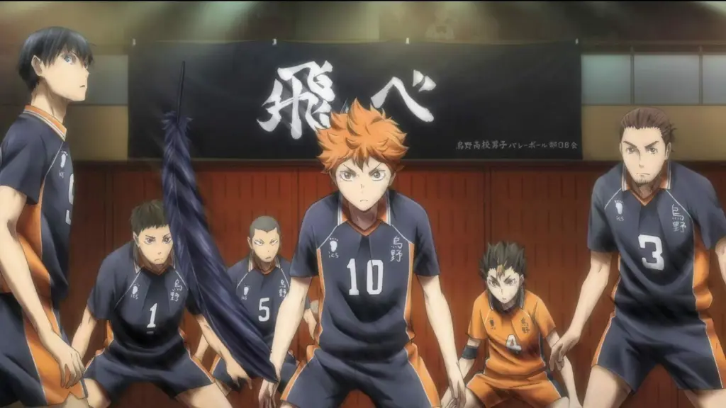 Gambar utama dari Haikyuu!! Season 4 yang menampilkan para pemain utama