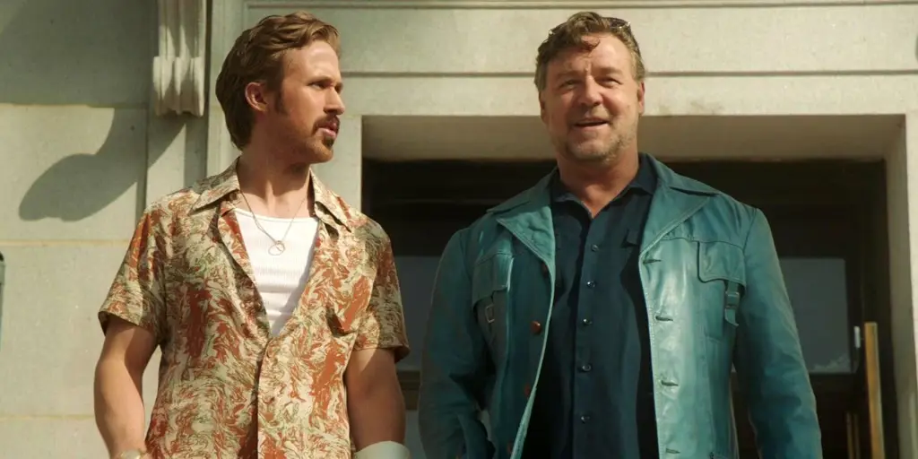 Ryan Gosling dan Russell Crowe dalam film The Nice Guys