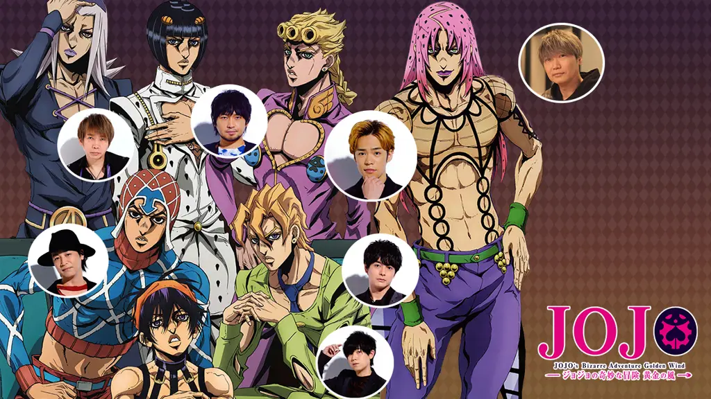 Gambar para karakter utama JoJo's Bizarre Adventure: Golden Wind