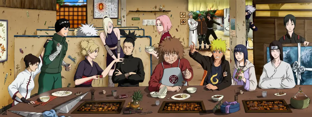 Gambar para penggemar Naruto Shippuden merayakan sesuatu