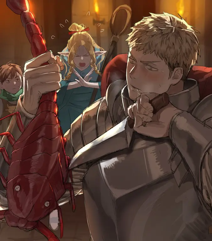 Para Petualang dalam Dungeon Meshi Episode 7 Laios dan teman-temannya dalam petualangan di Dungeon Meshi