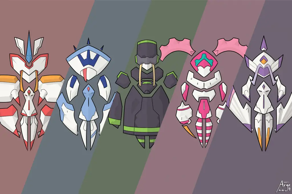 Para robot mecha yang keren dan canggih dalam anime Darling in the Franxx Gambar para robot mecha dari anime Darling in the Franxx