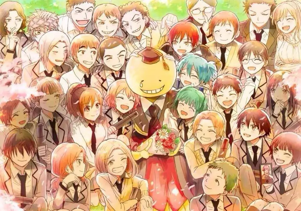 Gambar kelas 3-E, para siswa yang bertekad membunuh Koro-sensei