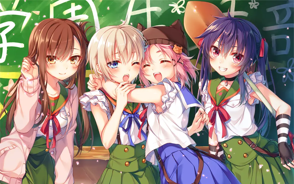 Gambar para karakter utama anime Gakkou Gurashi