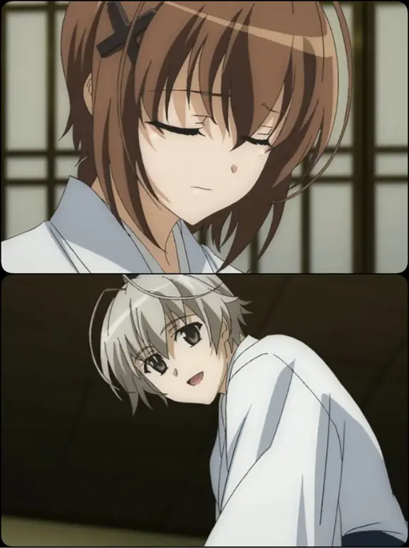 Ilustrasi karakter-karakter utama dalam anime Yosuga no Sora