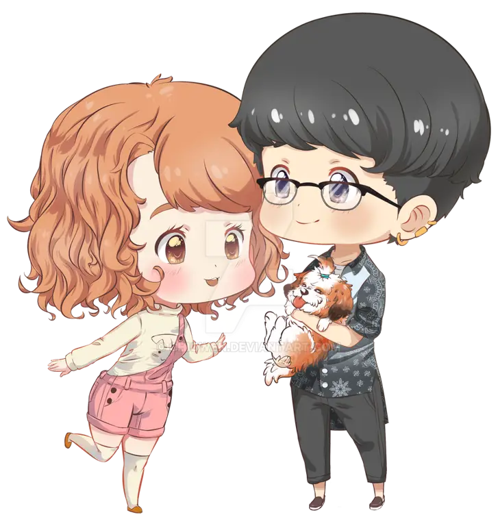 Pasangan Anime Chibi Kawaii Ilustrasi pasangan anime chibi kawaii yang menggemaskan