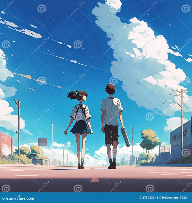 Gambar pasangan anime di taman yang sedang berkencan