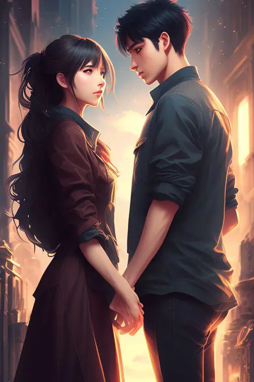 Ilustrasi pasangan anime romantis