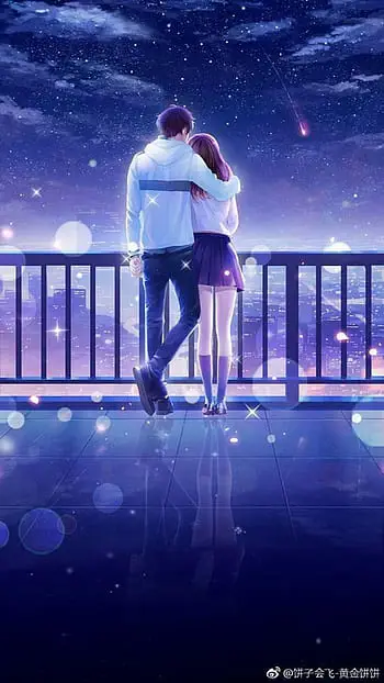 Gambar pasangan anime dengan pemandangan romantis