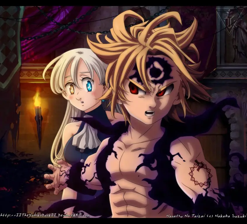 Gambar Meliodas dan Elizabeth dari Nanatsu no Taizai