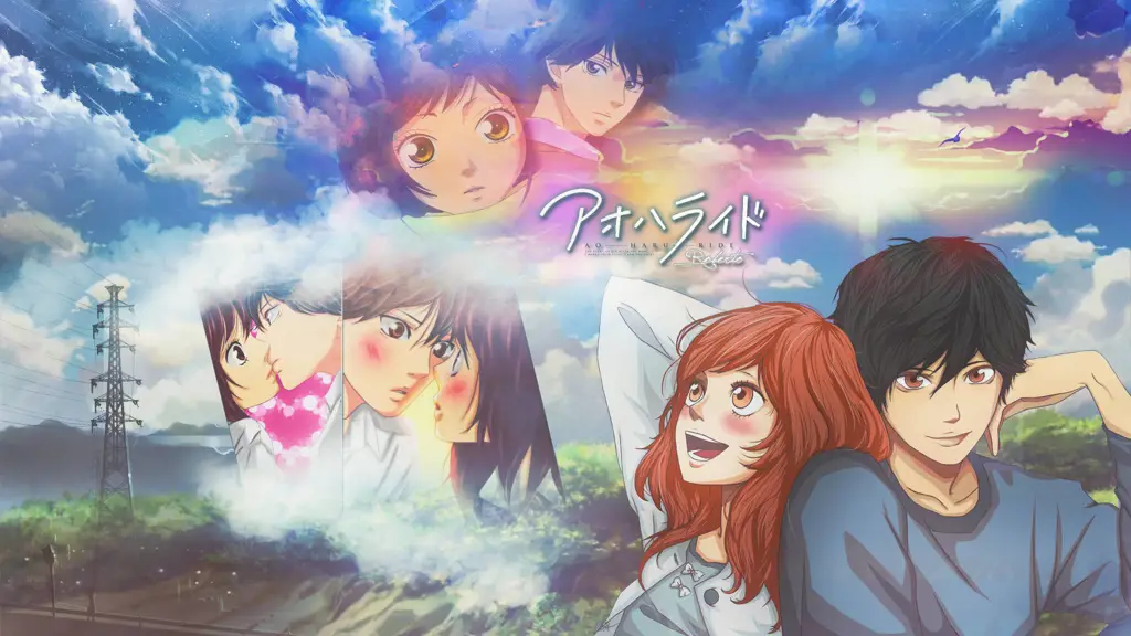 Gambar pasangan Kou dan Futaba dalam anime Ao Haru Ride