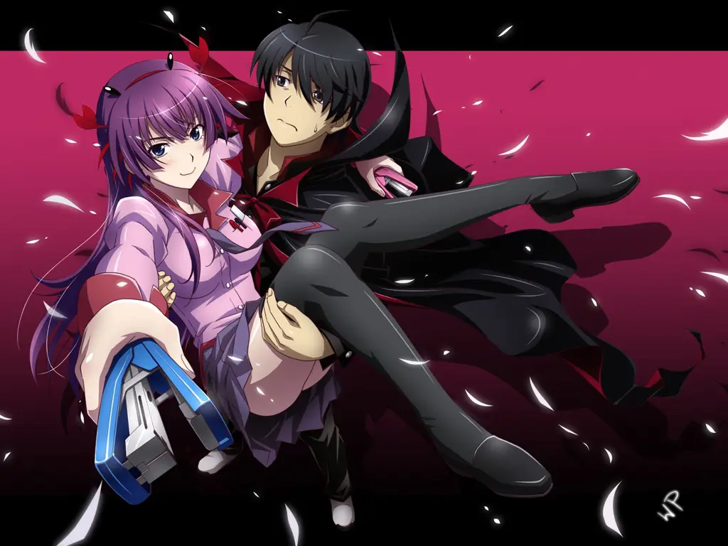 Gambar Araragi Koyomi dan Senjougahara Hitagi