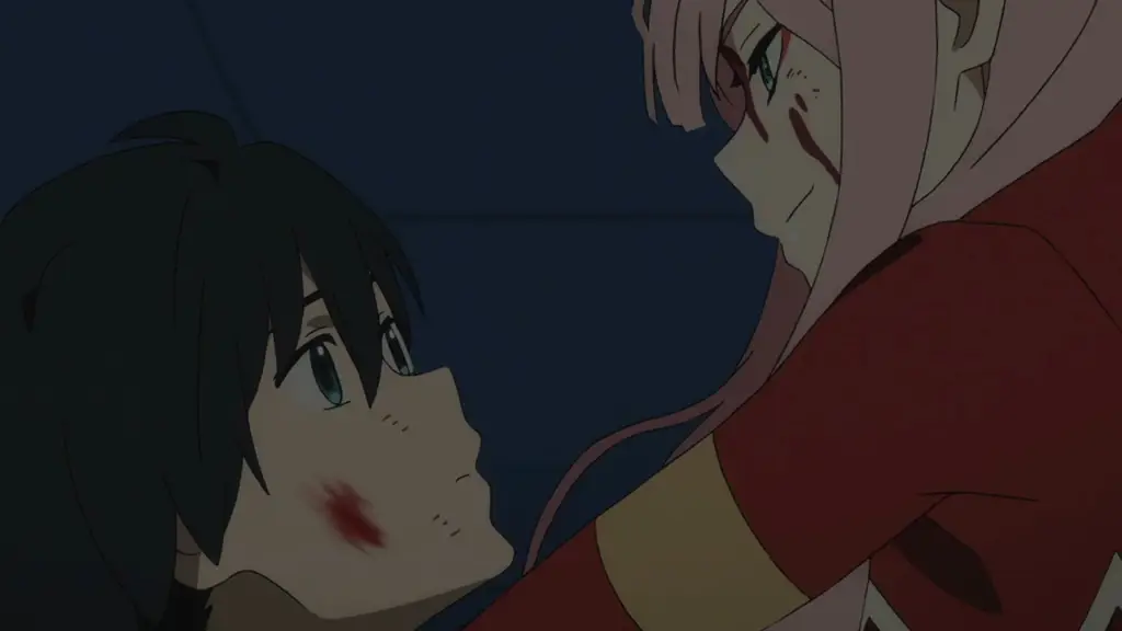 Gambar Zero Two dan Hiro dari Darling in the FranXX