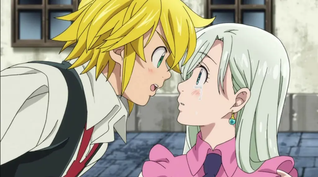 Meliodas dan Elizabeth dalam momen romantis