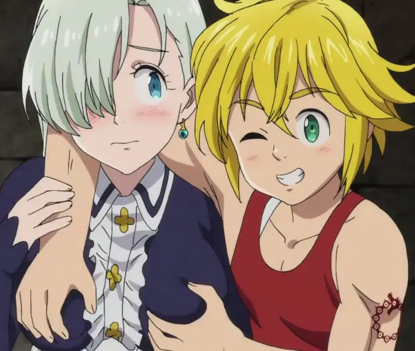 Gambar Meliodas dan Elizabeth, karakter utama Nanatsu no Taizai