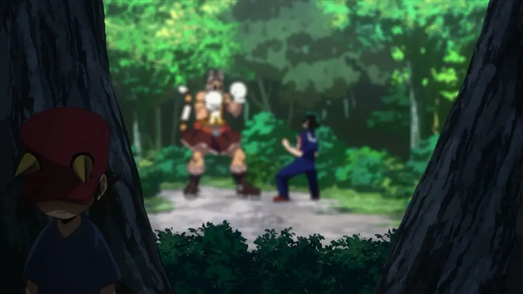 Para siswa UA High School berlatih keras di hutan dalam anime Boku no Hero Academia season 3.