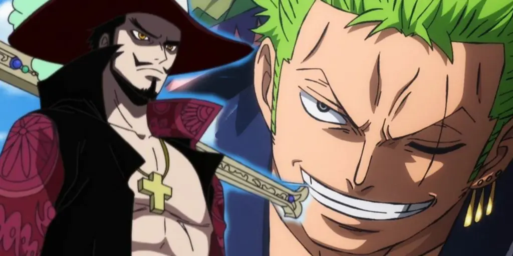 Zoro berlatih dengan Mihawk