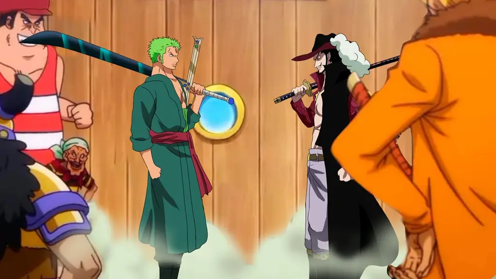 Zoro berlatih dengan Mihawk