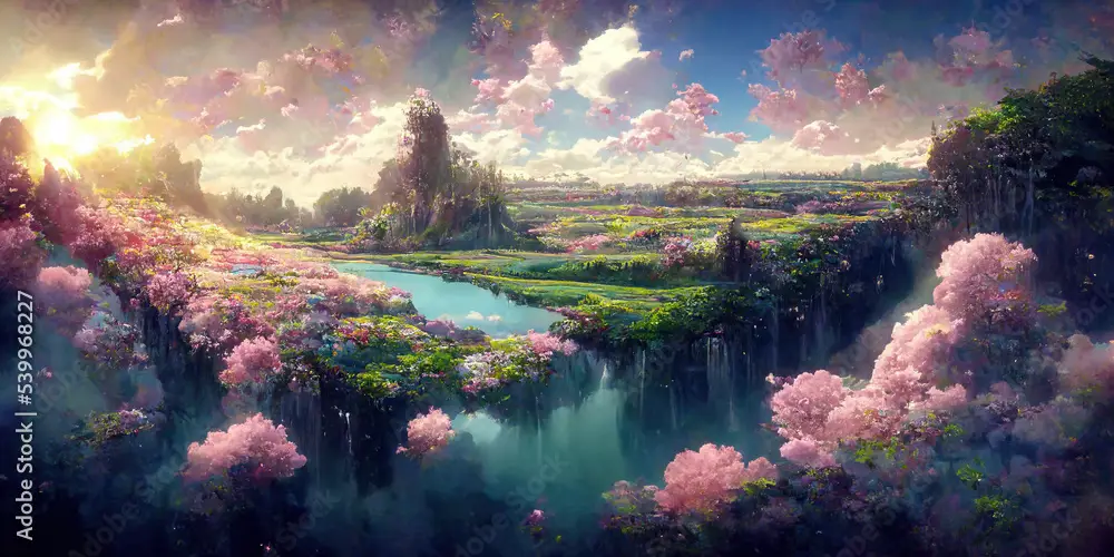 Pemandangan alam dalam anime fantasy