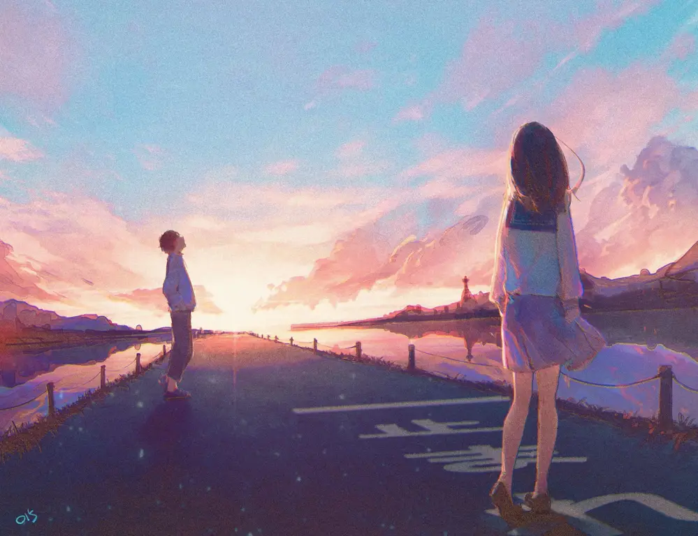 Gambar wallpaper pemandangan anime romantis