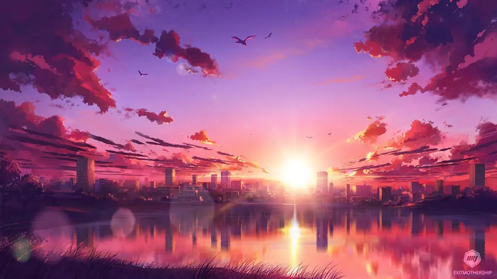 Pemandangan anime yang detail dan indah Pemandangan anime yang memukau