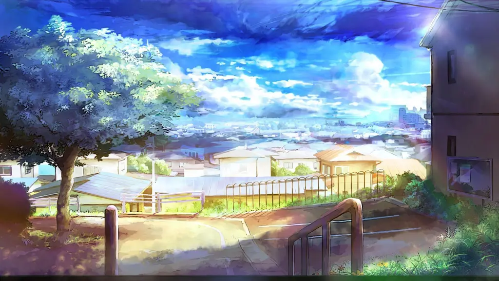 Pemandangan Anime yang Menakjubkan Ilustrasi pemandangan anime yang indah