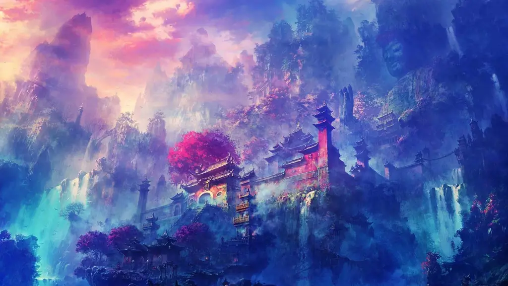 Gambar pemandangan anime di Wallpaper Engine