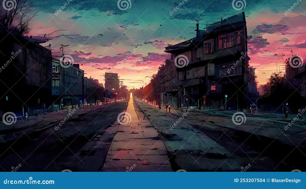 Gambar pemandangan alam yang indah dalam gaya anime