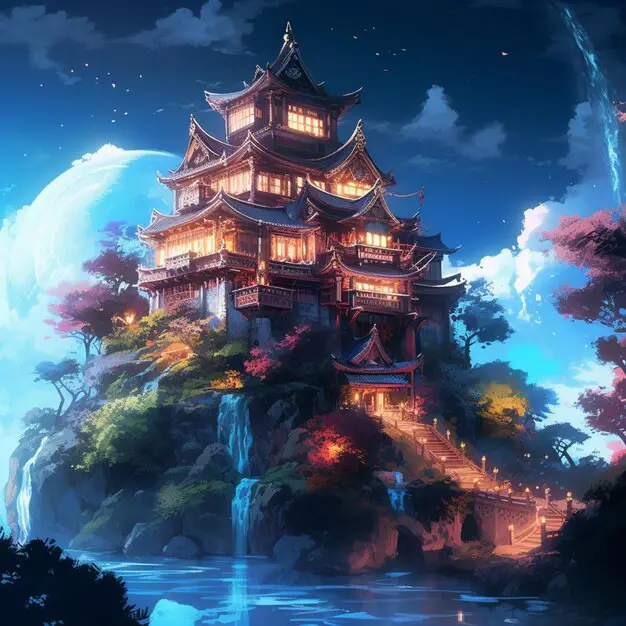 Gambar pemandangan istana anime