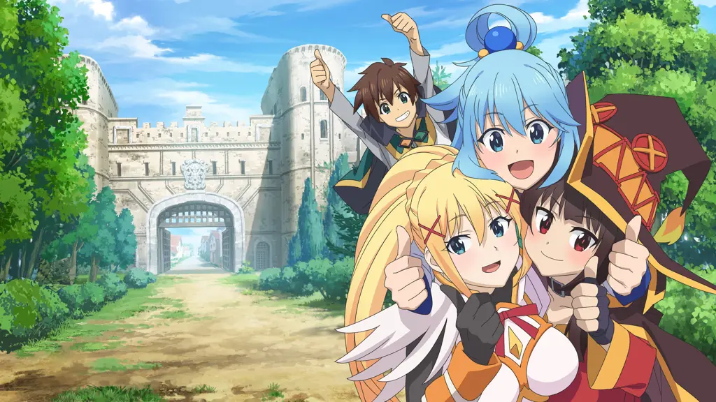 Gambar pemandangan indah dalam anime Konosuba