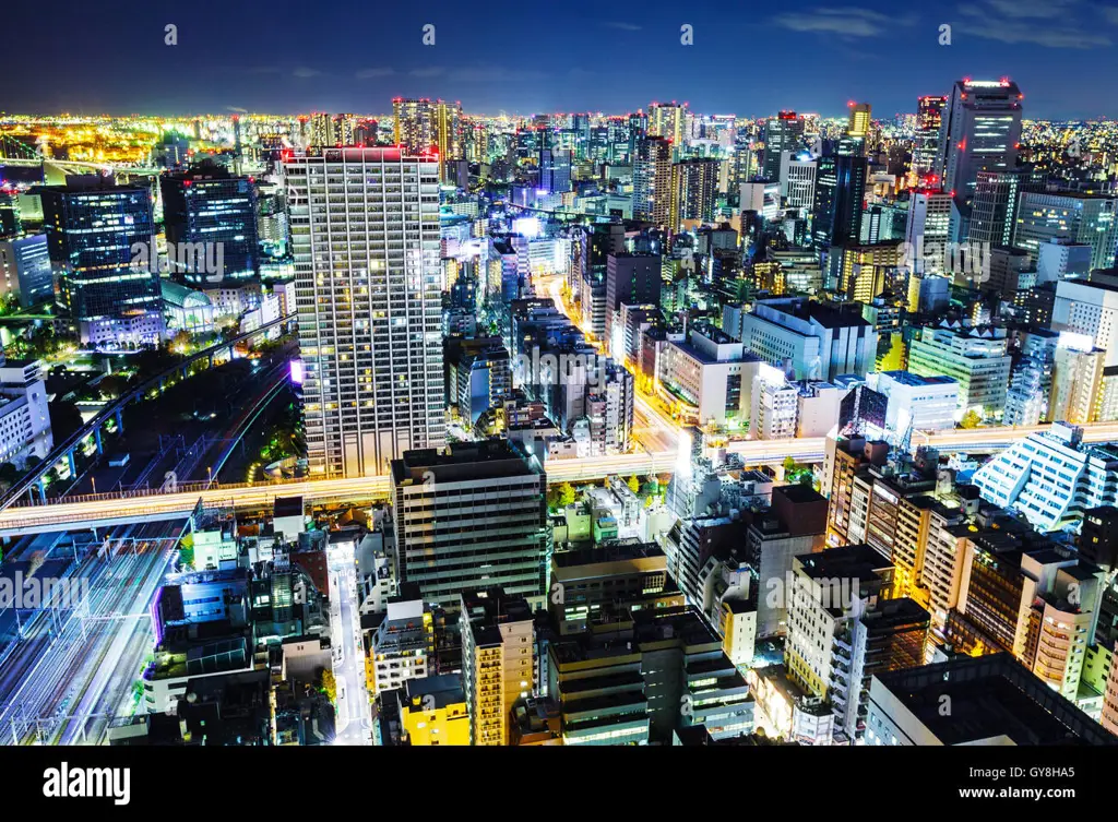 Gambar pemandangan kota Tokyo di malam hari