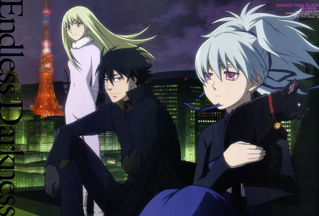 Gambar pemandangan kota fiktif dalam anime Darker than Black